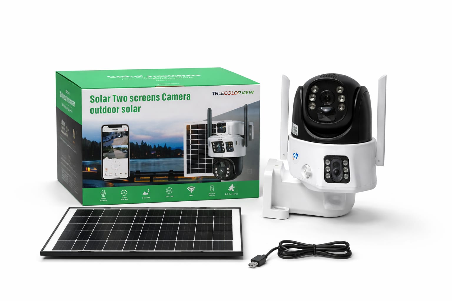 Outdoor PTZ Überwachungskamera mit Solarpanel und Dual-Kamera